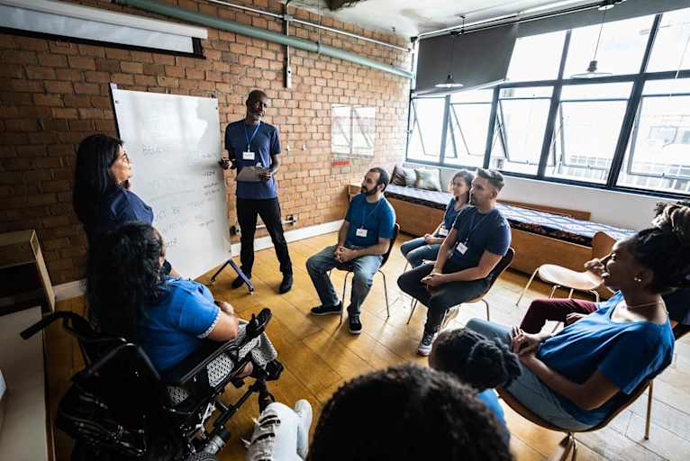 Group meeting at community center